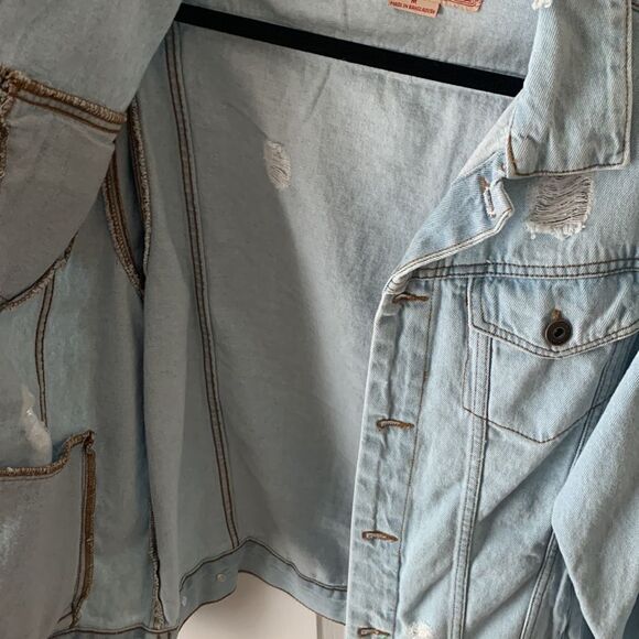 Men’s Brooklyn Cloth Co Distressed Jean Jacket Light Wash - Picture 5 of 7